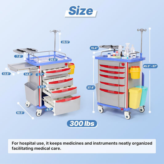 Medical Crash Cart with Drawers
