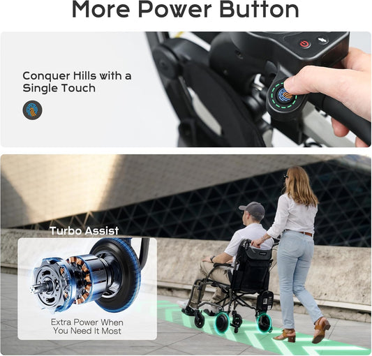 Lightweight Electric Power Assist Transport Wheelchair